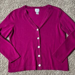 Chico's Women's Fuchsia Silk Blend Cardigan Sweater Size 2